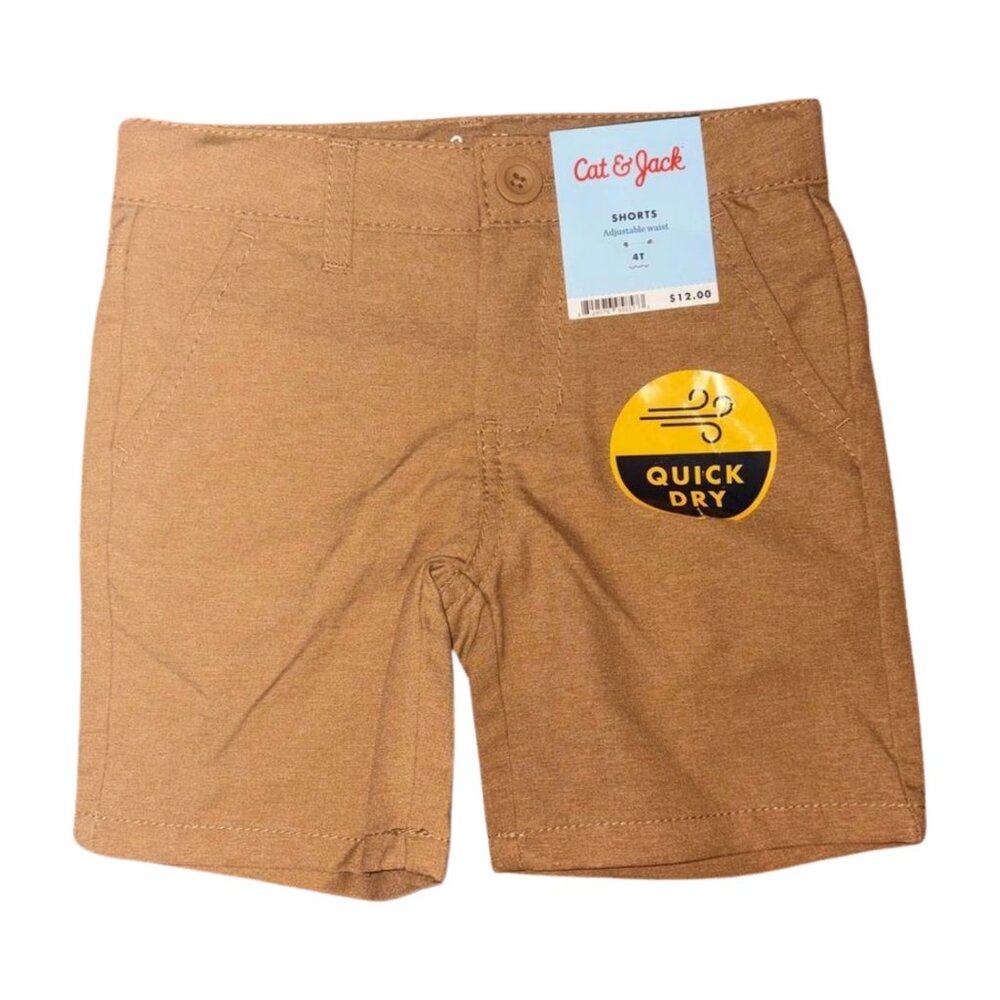 Cat & Jack Boy’s Quick Dry Khaki Shorts 4T NWT
